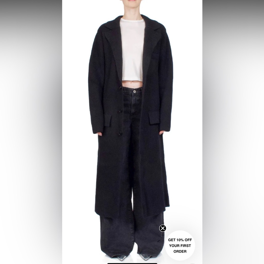 Aya Muse Wool Ribbed Trench Coat Burgundy‎ Large - Picture 7 of 8
